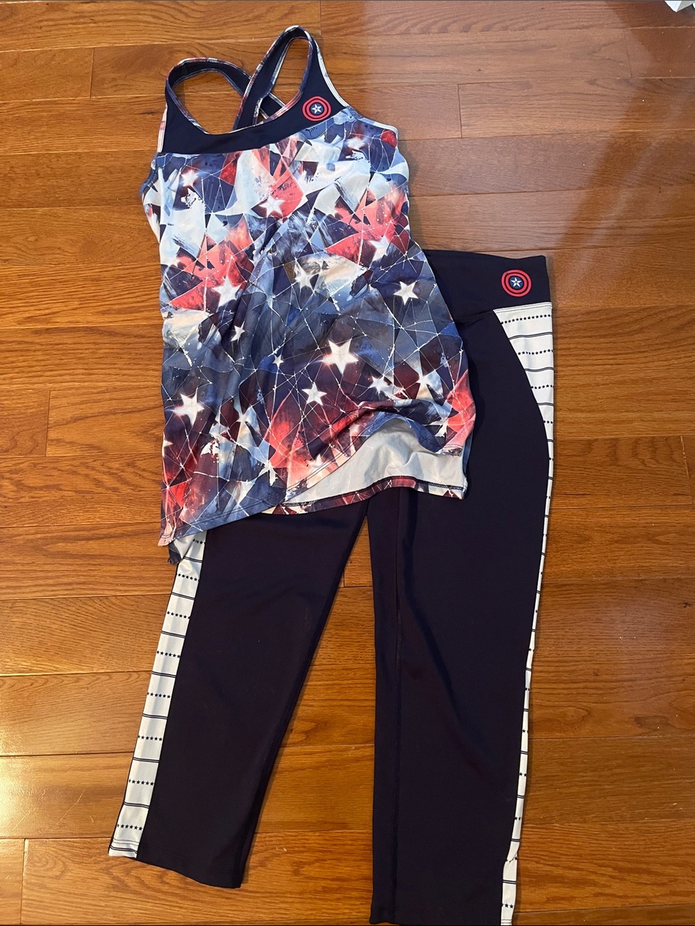 Star-Spangled Athletic Tank & Leggings Set - Red, White & Blue